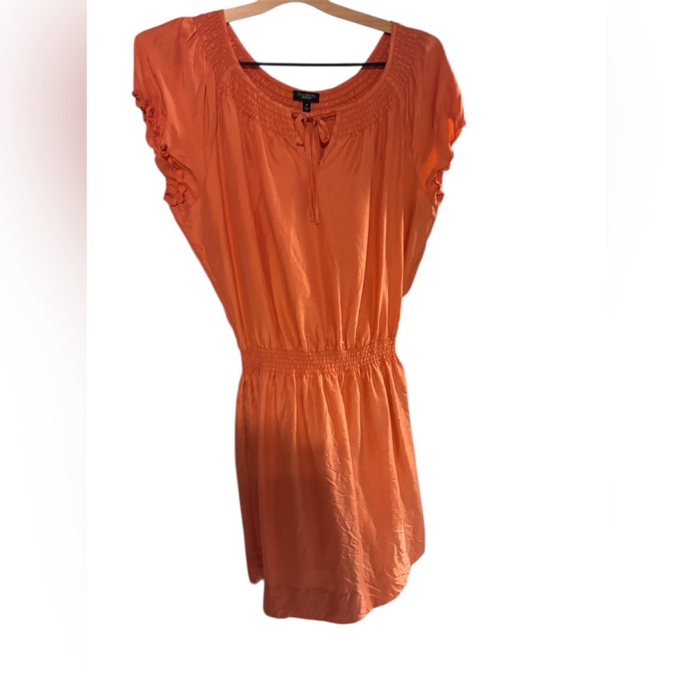 Talbots Bright Orange Tie-Waist Short Sleeve Dress